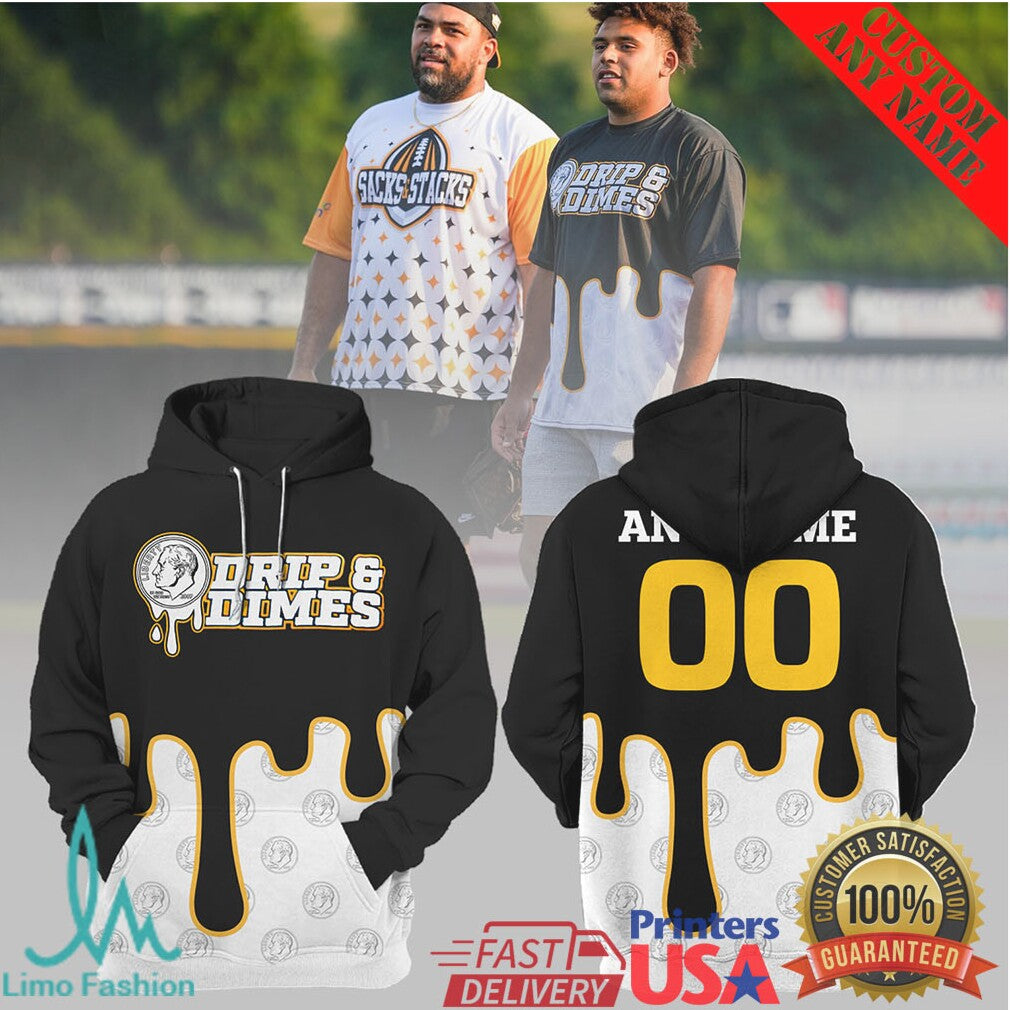 Custom Name and Number “Drip & Dimes” Paint Drip Football Lifestyle Apparel - Limotees LLC