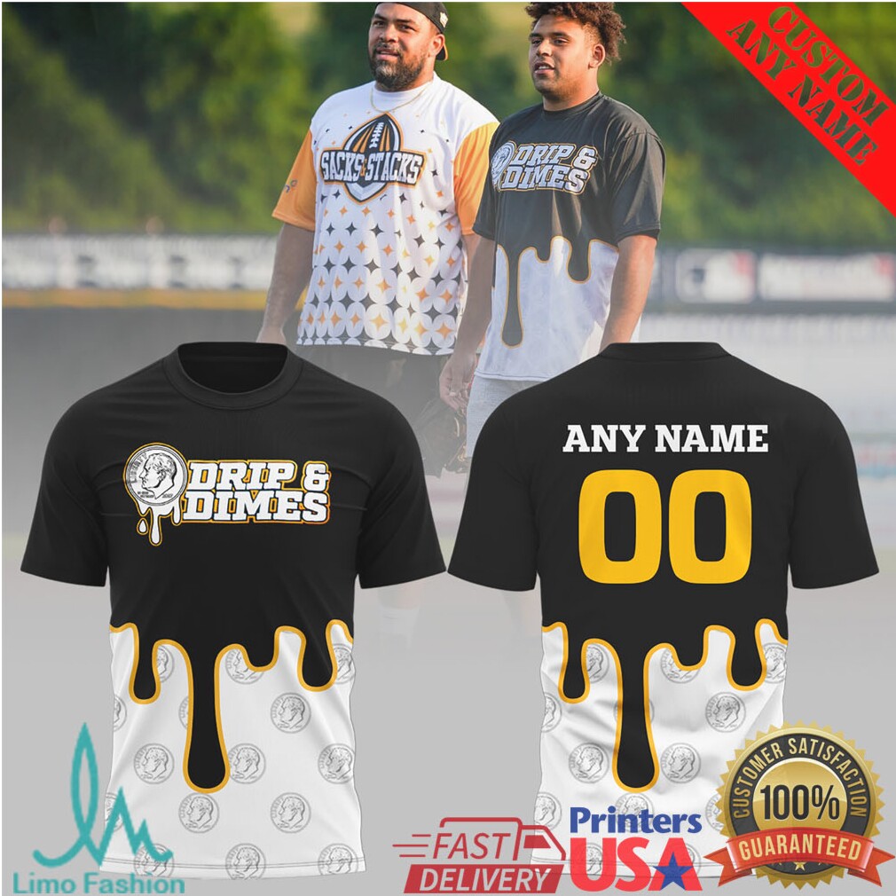 Custom Name and Number “Drip & Dimes” Paint Drip Football Lifestyle Apparel - Limotees LLC