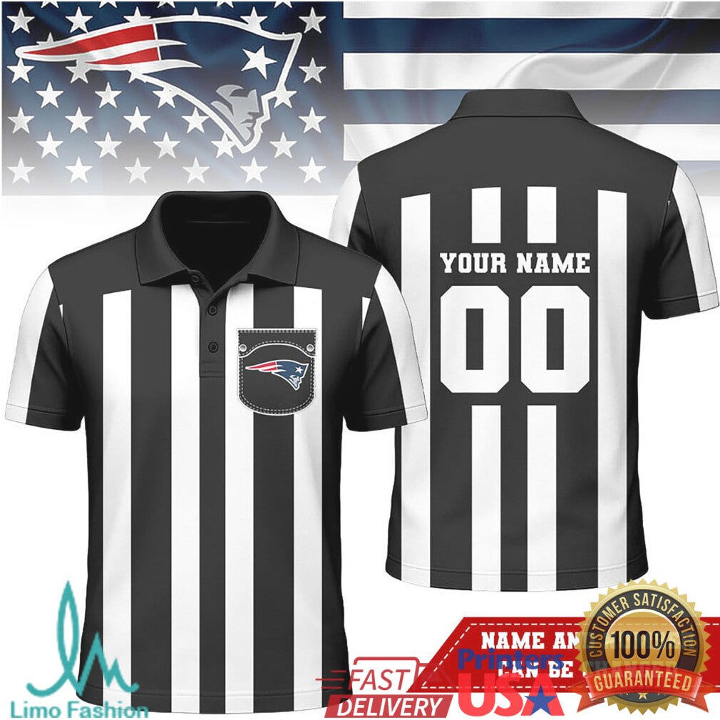 Custom New England Patriots Referee Polo Personalized Name Number - Limotees LLC