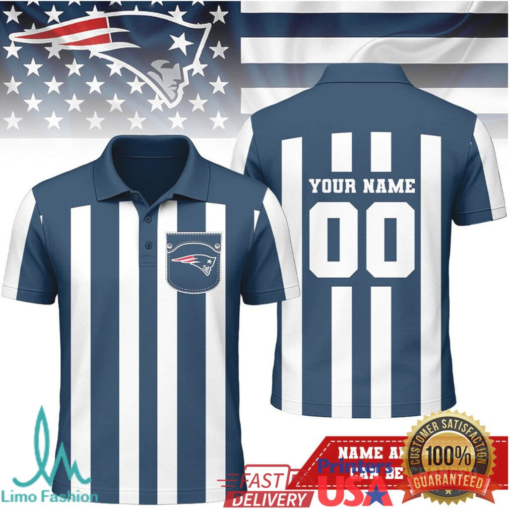 Custom New England Patriots Referee Polo Personalized Name Number - Limotees LLC