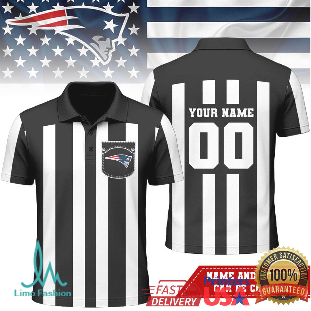 Custom New England Patriots Referee Polo Personalized Name Number - Limotees LLC