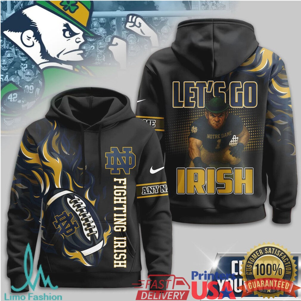 Custom Notre Dame Fighting Irish Let's Go Irish Mascot 3D All Over Print T Shirt - Limotees LLC