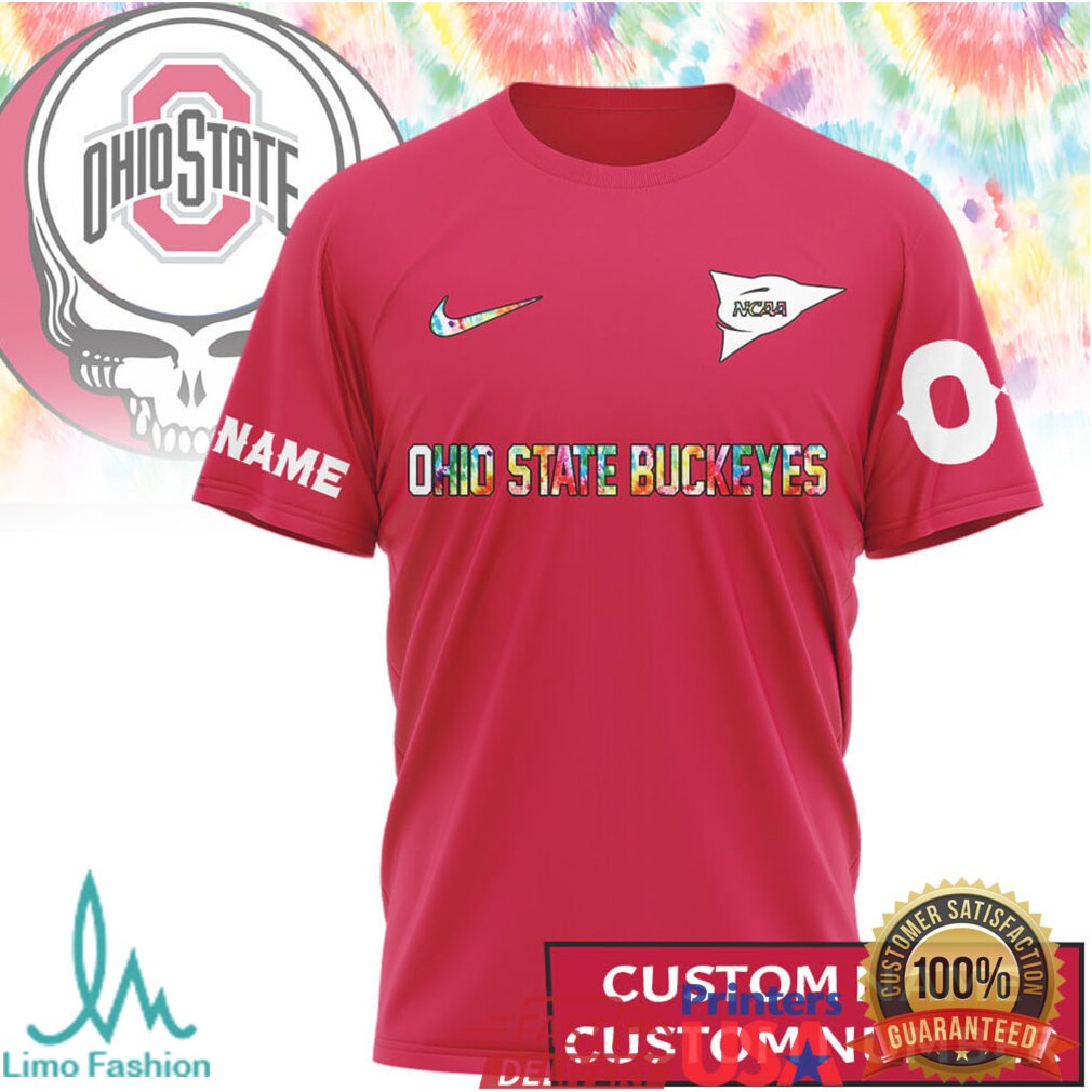 Custom Ohio State Buckeyes Deadhead Fan Scarlet & Gray T Shirt - Limotees LLC
