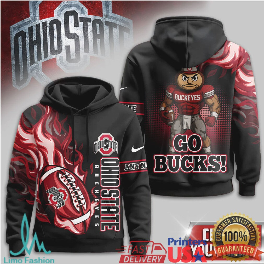 Custom Ohio State Buckeyes Go Bucks Mascot 3D All Over Print Football T Shirt - Limotees LLC