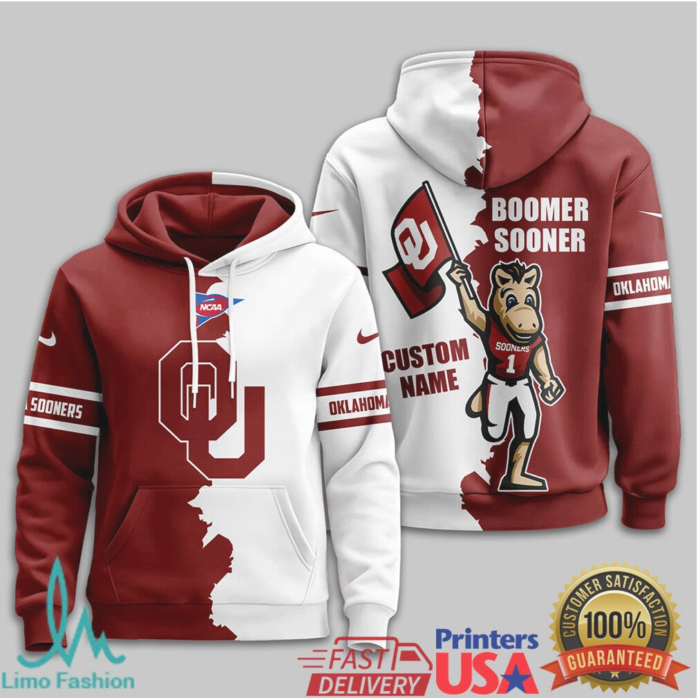 Custom Oklahoma Sooners Boomer Sooner Mascot Split 3D T Shirt - Limotees LLC
