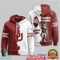 Custom Oklahoma Sooners Boomer Sooner Mascot Split 3D T Shirt - Limotees LLC