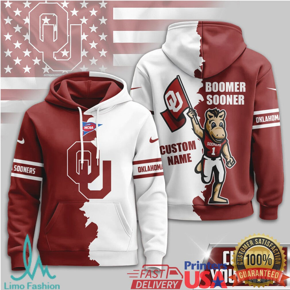 Custom Oklahoma Sooners Boomer Sooner Mascot Split 3D T Shirt - Limotees LLC