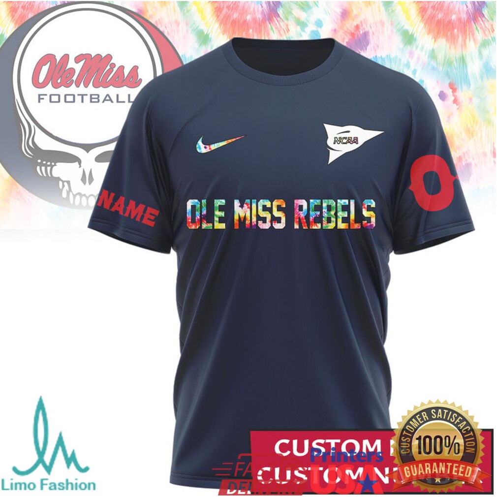 Custom Ole Miss Rebels Deadhead Fan Football Jersey Style T Shirt - Limotees LLC