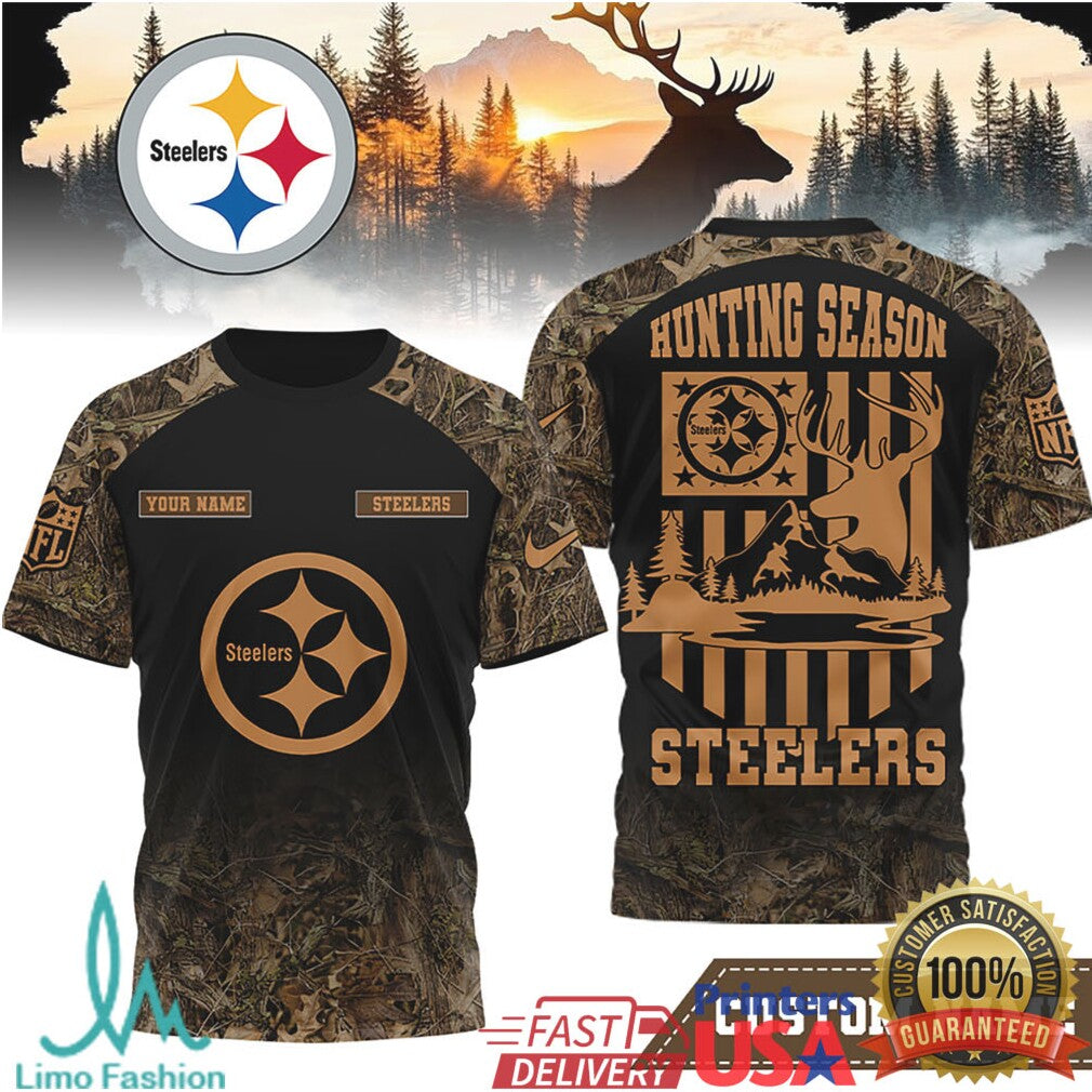 Custom Pittsburgh ST Shirtlers Hunting Season Camo Flag Design T Shirt - Limotees LLC