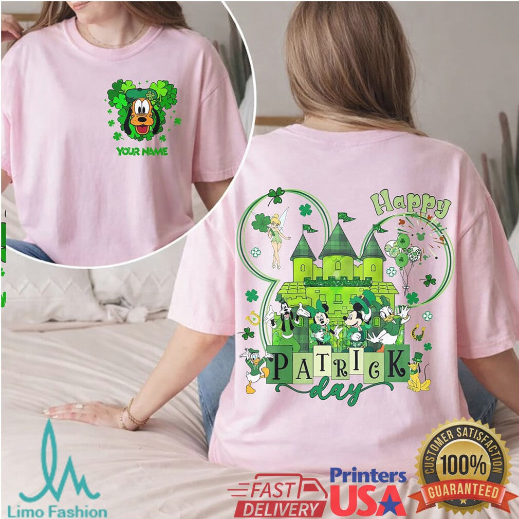 Custom Pluto Dog St. Patrick's Day Green Disney Castle Family Shirt - Limotees LLC