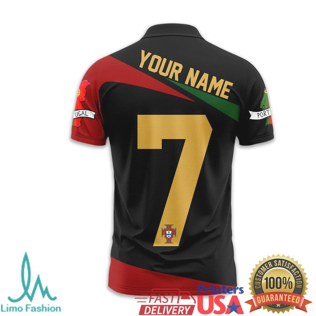 Custom Portugal Football Polo Shirt Ronaldo 7 Personalized Name Number - Limotees LLC