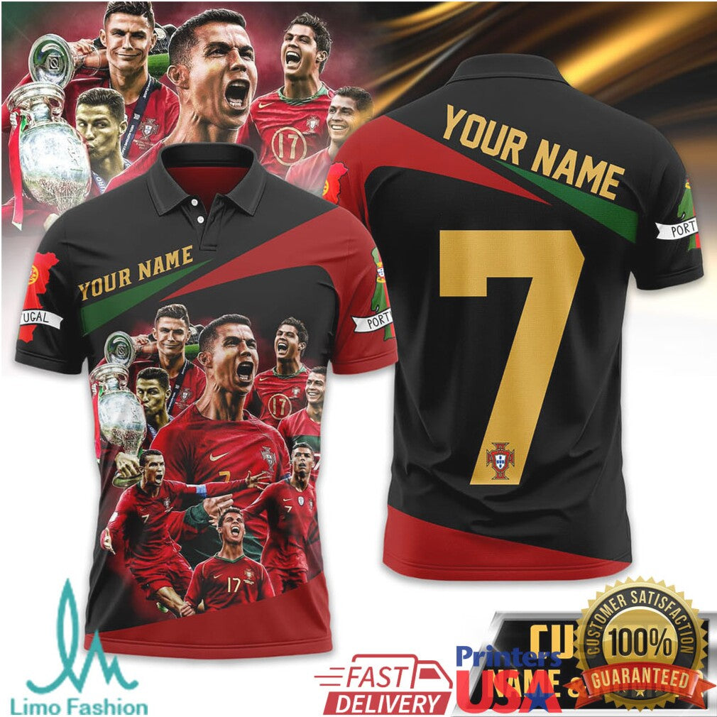 Custom Portugal Football Polo Shirt Ronaldo 7 Personalized Name Number - Limotees LLC