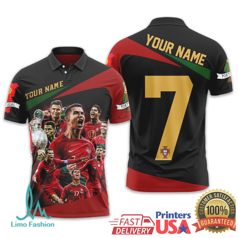 Custom Portugal Football Polo Shirt Ronaldo 7 Personalized Name Number - Limotees LLC