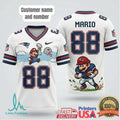 Custom Retro Pixel Mario New England Patriots Football T Shirt Personalized Name & Number