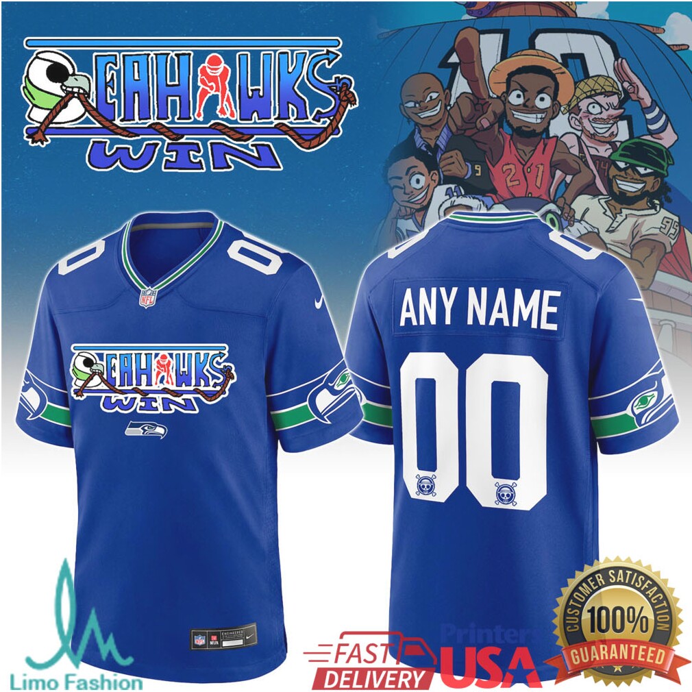 Custom Seattle Seahawks “One Piece” Anime Style Personalized Football Jersey - Limotees LLC