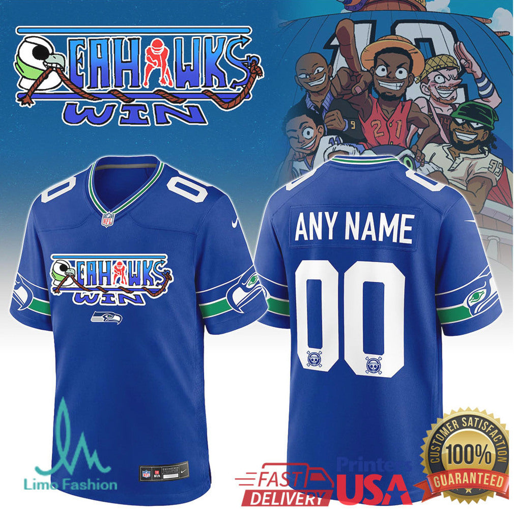 Custom Seattle Seahawks “One Piece” Anime Style Personalized Football Jersey - Limotees LLC
