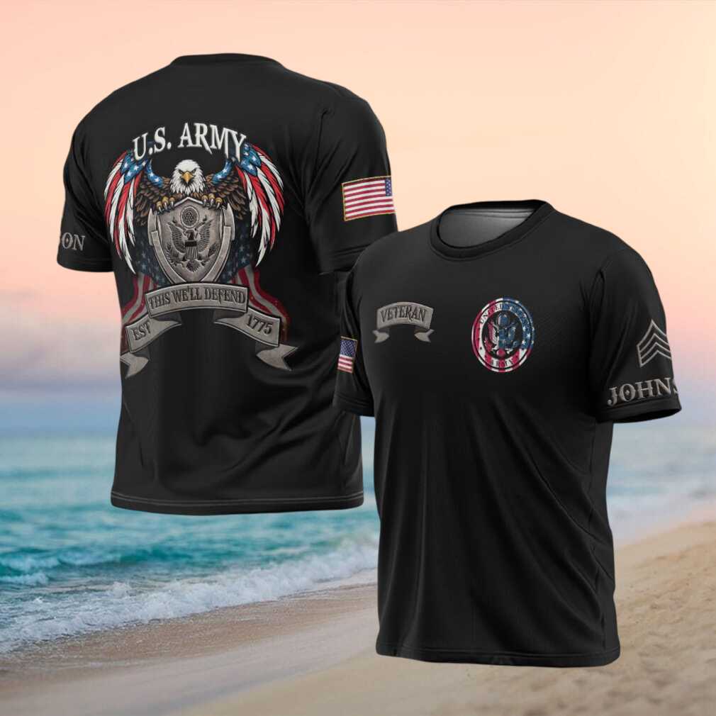 Custom US Army Eagle Shield “This We'll Defend” Veteran Patriotic T Shirt - Limotees LLC