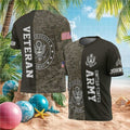 Custom US Army Veteran Camo Split Design T Shirt with Name and Rank - Limotees LLC