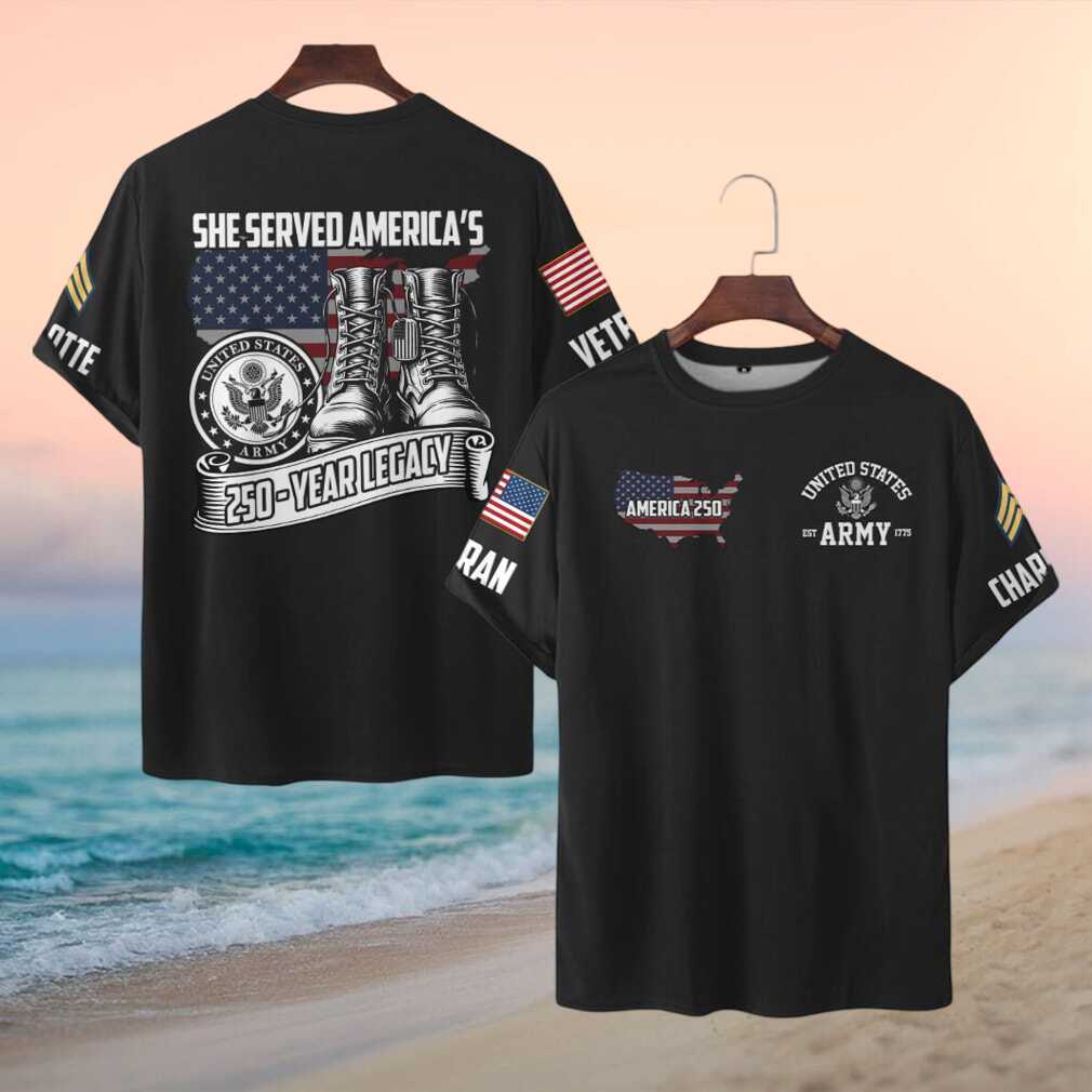 Custom US Army Women's Veteran 250 Year Legacy Combat Boots Design T Shirt - Limotees LLC