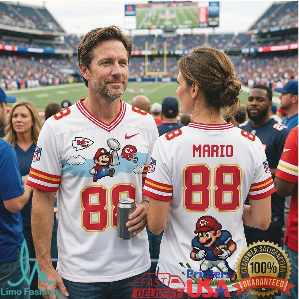 Customized Mario 88 Kansas City Chiefs Pixel Art Football Graphic T Shirt - Limotees LLC