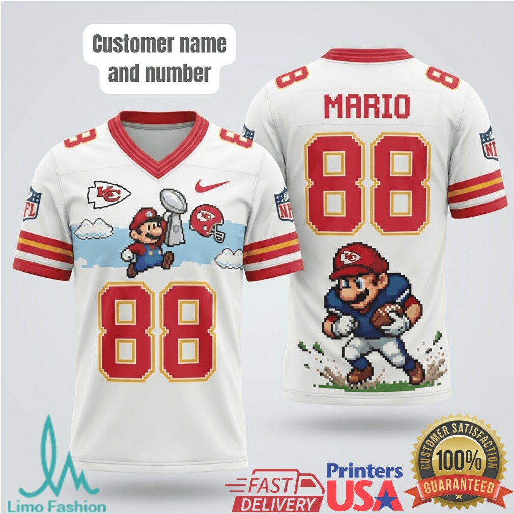 Customized Mario 88 Kansas City Chiefs Pixel Art Football Graphic T Shirt - Limotees LLC