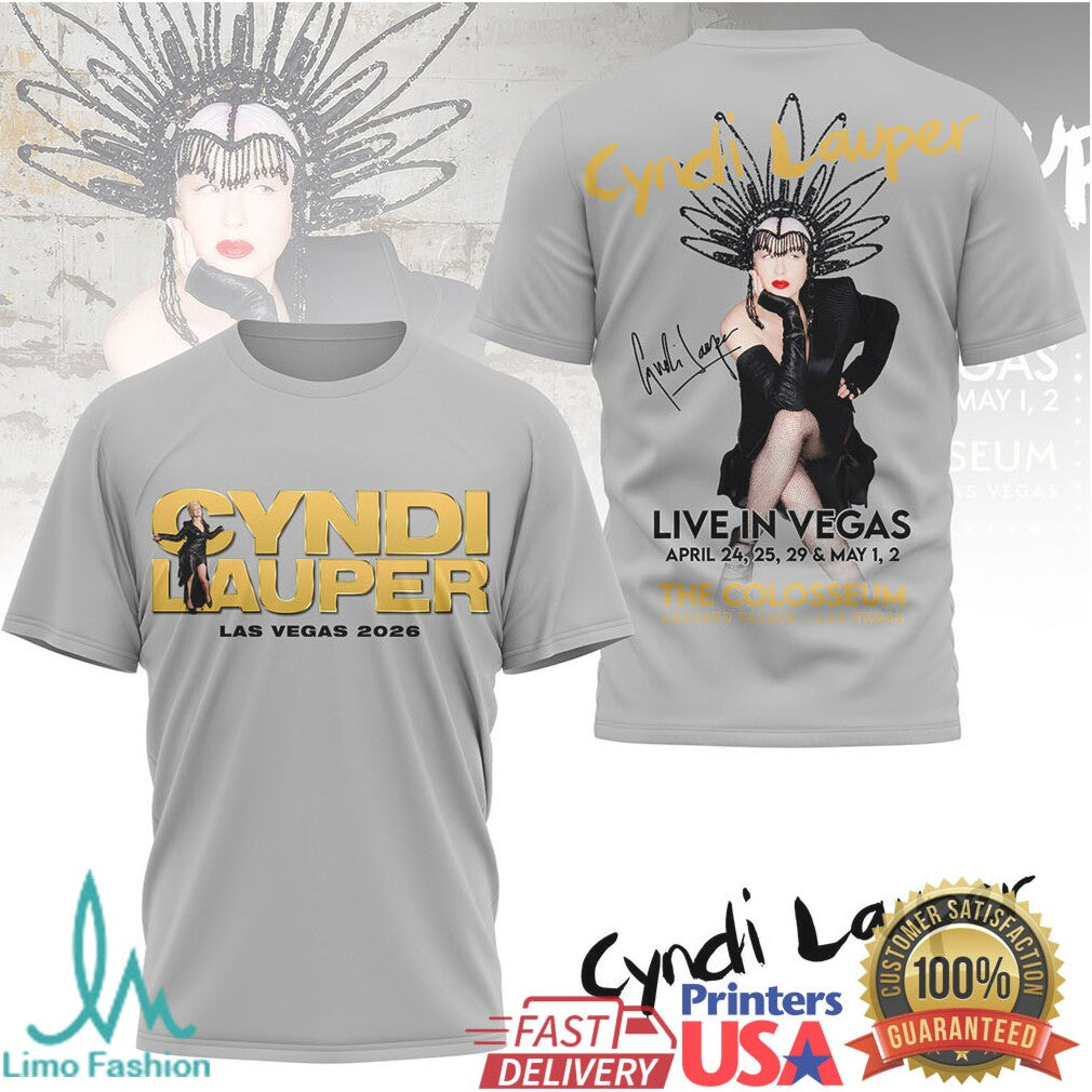 Cyndi Lauper Live In Vegas 2026 The Colosseum Residency T Shirt - Limotees LLC