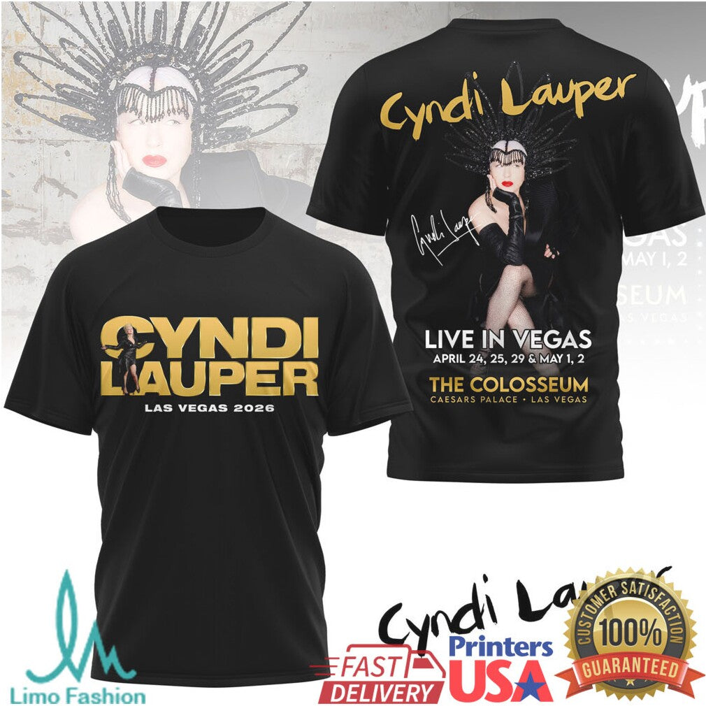 Cyndi Lauper Live In Vegas 2026 The Colosseum Residency T Shirt - Limotees LLC