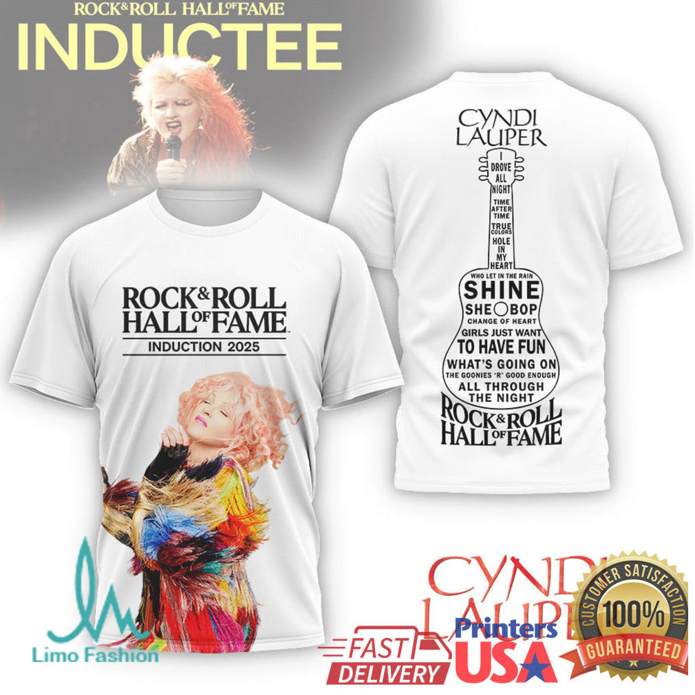 Cyndi Lauper Rock & Roll Hall Of Fame Induction 2025 Commemorative T Shirt - Limotees LLC