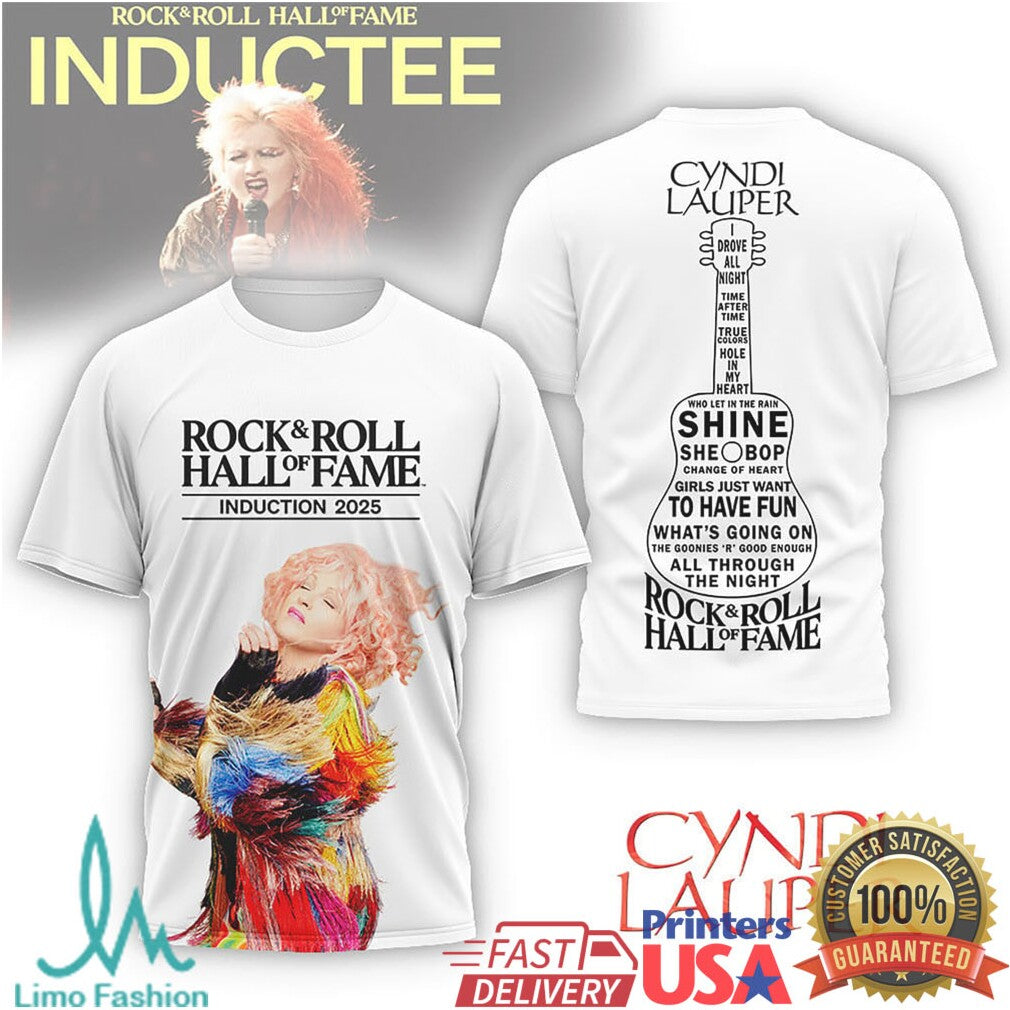 Cyndi Lauper Rock & Roll Hall Of Fame Induction 2025 Commemorative T Shirt - Limotees LLC