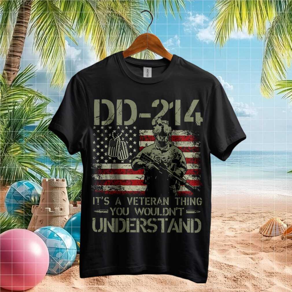 DD 214 It's A Veteran Thing T Shirt Distressed Soldier & Flag Design - Limotees LLC