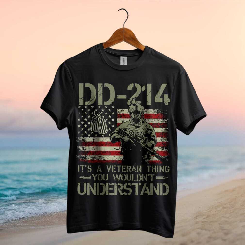 DD 214 It's A Veteran Thing T Shirt Distressed Soldier & Flag Design - Limotees LLC