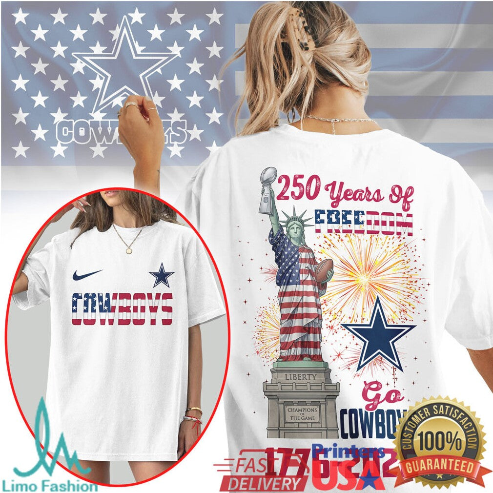 Dallas Cowboys 250 Years of Freedom 1776 2026 Liberty Fireworks T Shirt - Limotees LLC