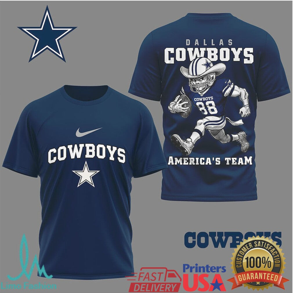 Dallas Cowboys “America's Team” Cowboy Mascot Graphic T Shirt - Limotees LLC