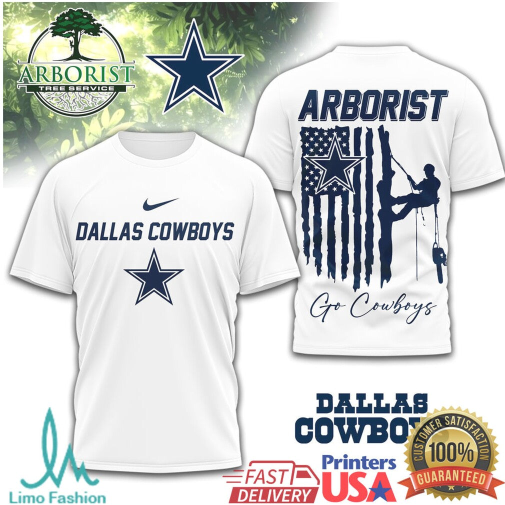 Dallas Cowboys Arborist Tree Service Navy Blue Flag T Shirt - Limotees LLC