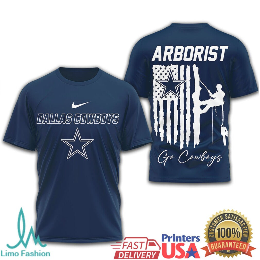 Dallas Cowboys Arborist Tree Service Navy Blue Flag T Shirt - Limotees LLC