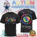 Dallas Cowboys Autism Awareness Shirt Puzzle Piece Apple Football Fan Tee - Limotees LLC