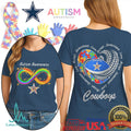 Dallas Cowboys Autism Awareness T Shirt Rainbow Infinity & Team Heart T Shirt