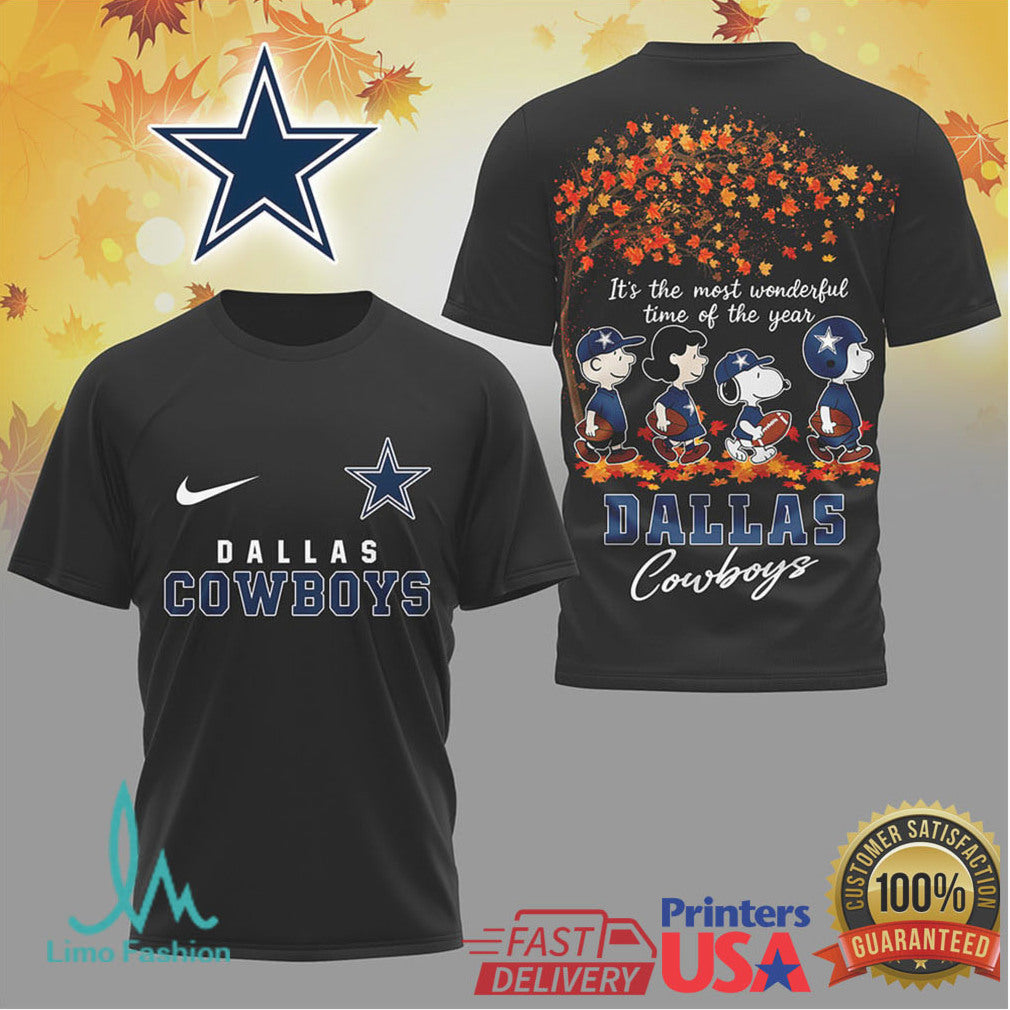 Dallas Cowboys Autumn Peanuts Charlie Brown & Snoopy Fall Tshirt - Limotees LLC