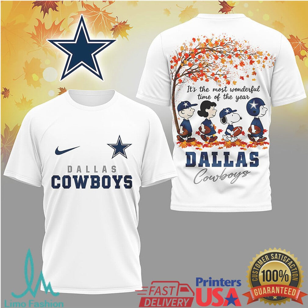 Dallas Cowboys Autumn Peanuts Charlie Brown & Snoopy Fall Tshirt - Limotees LLC