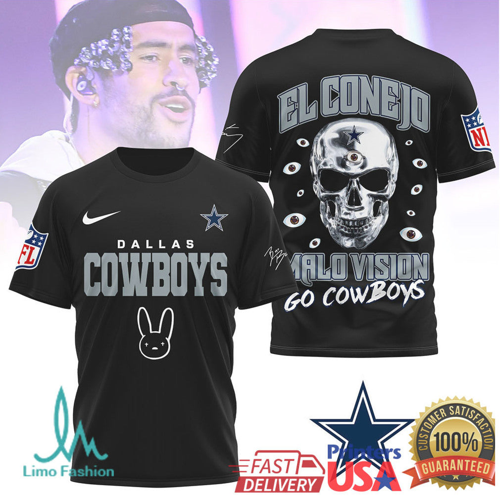 Dallas Cowboys Bad Bunny El Conejo Skull NFL Streetwear Shirt - Limotees LLC