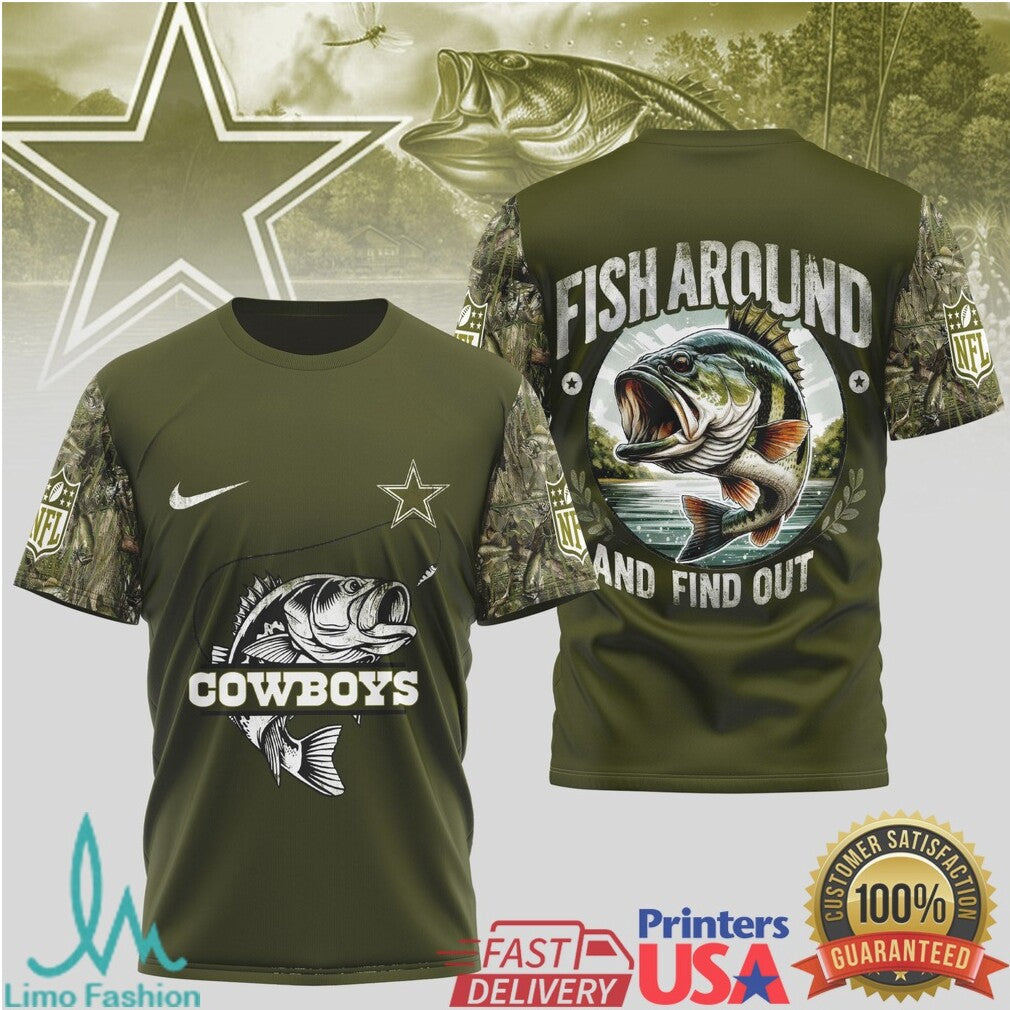 Dallas Cowboys Bass Fishing Camo T Shirt NFL Fan Outdoor Fishing Jersey