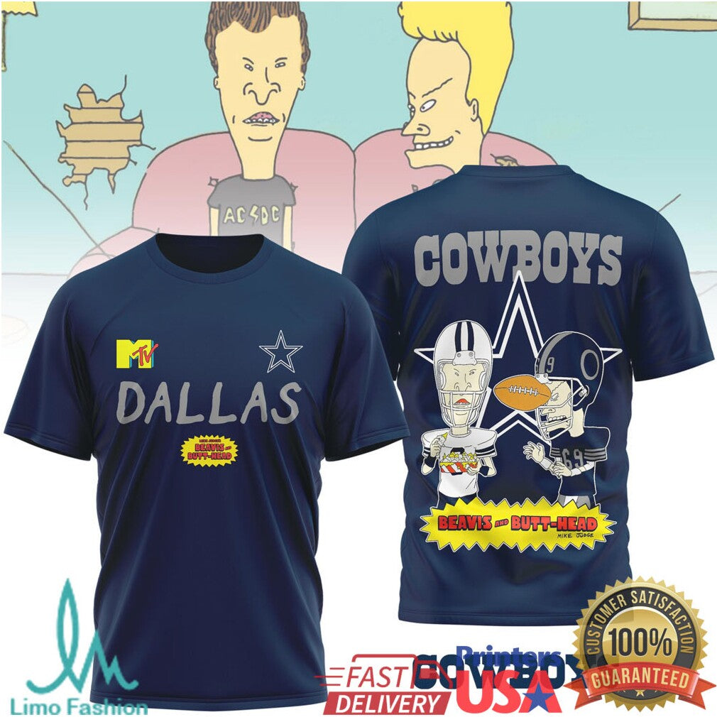 Dallas Cowboys Beavis and ButHead Vintage 90s Cartoon T Shirt - Limotees LLC