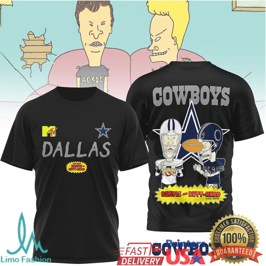 Dallas Cowboys Beavis and ButHead Vintage 90s Cartoon T Shirt - Limotees LLC