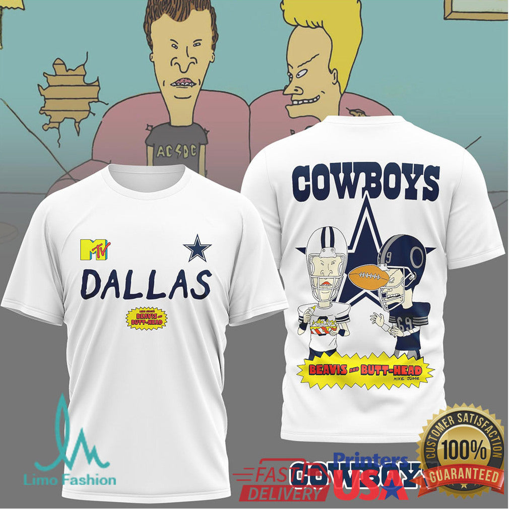 Dallas Cowboys Beavis and ButHead Vintage 90s Cartoon T Shirt - Limotees LLC