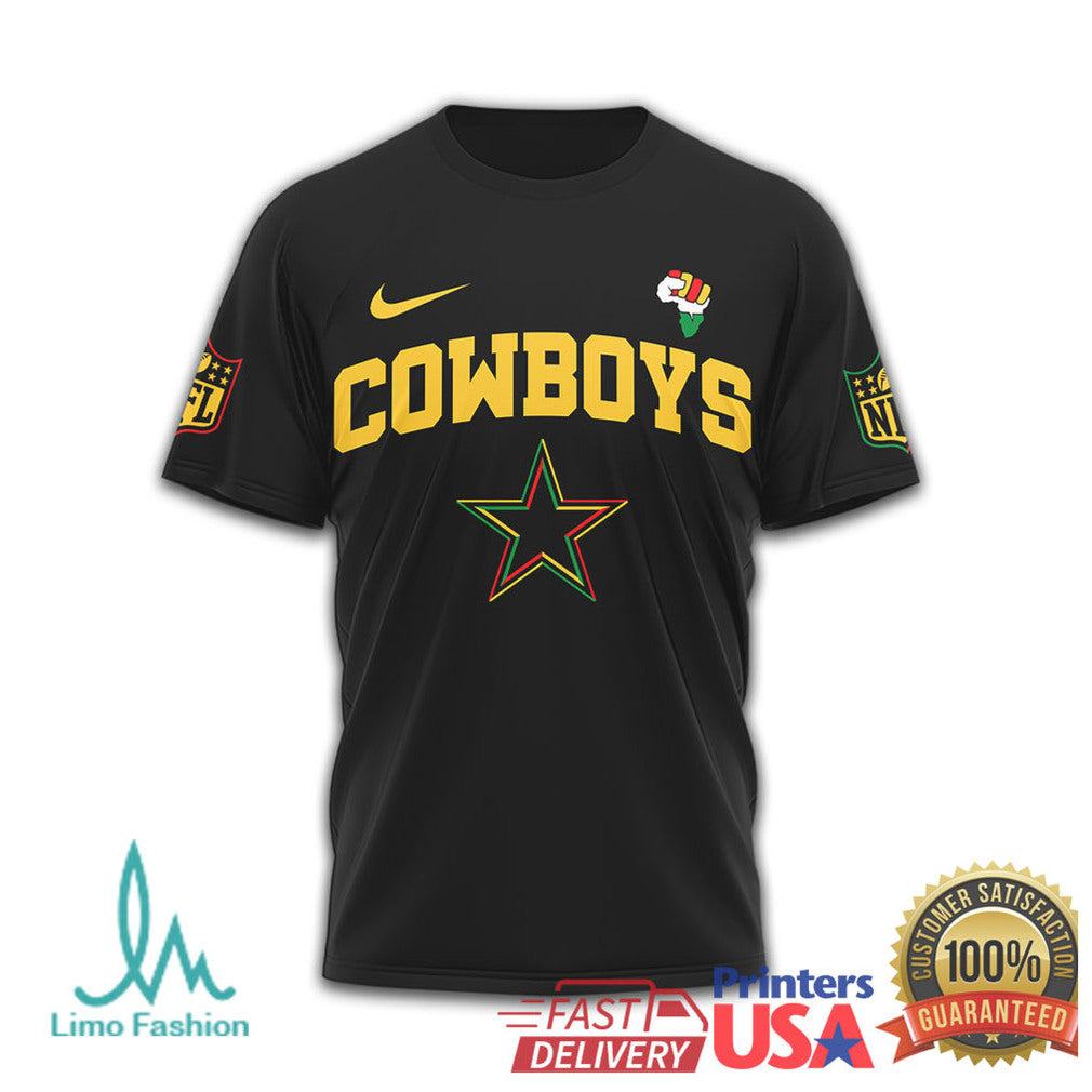 Dallas Cowboys Black History Month T Shirt Classic Star Pan African Colors - Limotees LLC