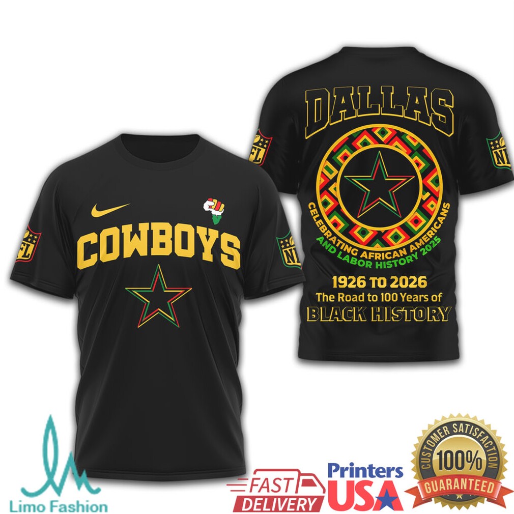 Dallas Cowboys Black History Month T Shirt Road to 100 Years (Broncos Variation) - Limotees LLC