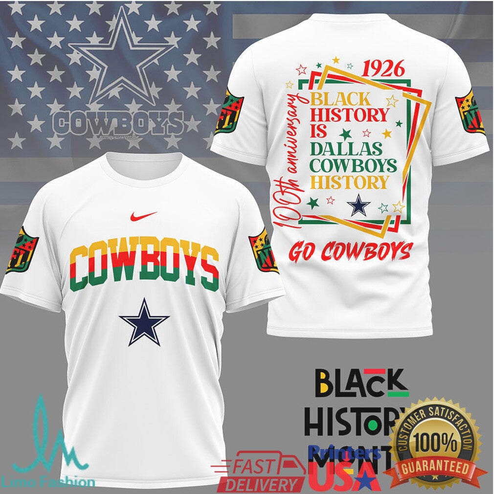 Dallas Cowboys Black History Month T Shirt100th Anniversary Edition - Limotees LLC