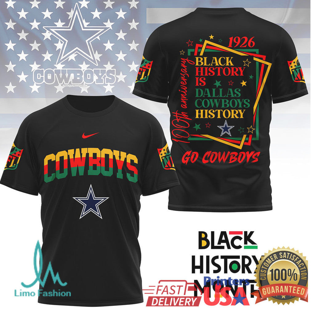 Dallas Cowboys Black History Month T Shirt100th Anniversary Edition - Limotees LLC