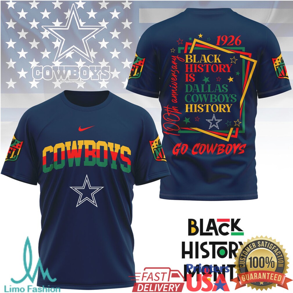 Dallas Cowboys Black History Month T Shirt100th Anniversary Edition - Limotees LLC