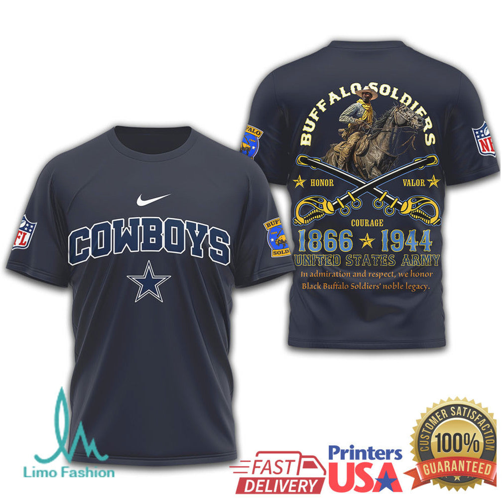 Dallas Cowboys Buffalo Soldiers 1866 1944 Military Tribute T Shirt - Limotees LLC
